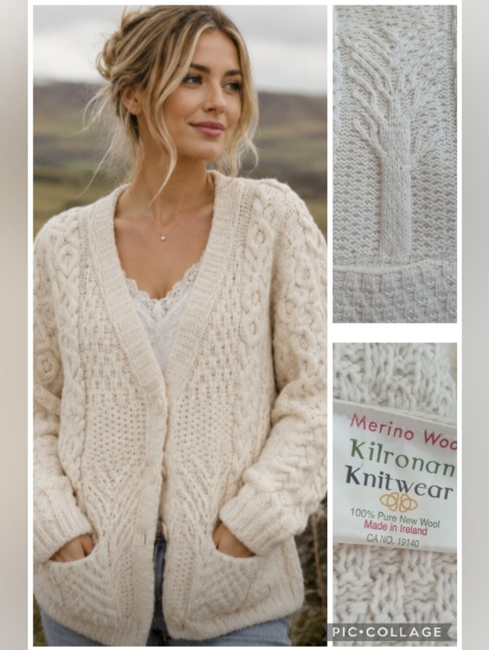 NWOT KILRONAN [Ireland] Merino New Wool Chunky Sweater In Cream Sz XXL NWOT